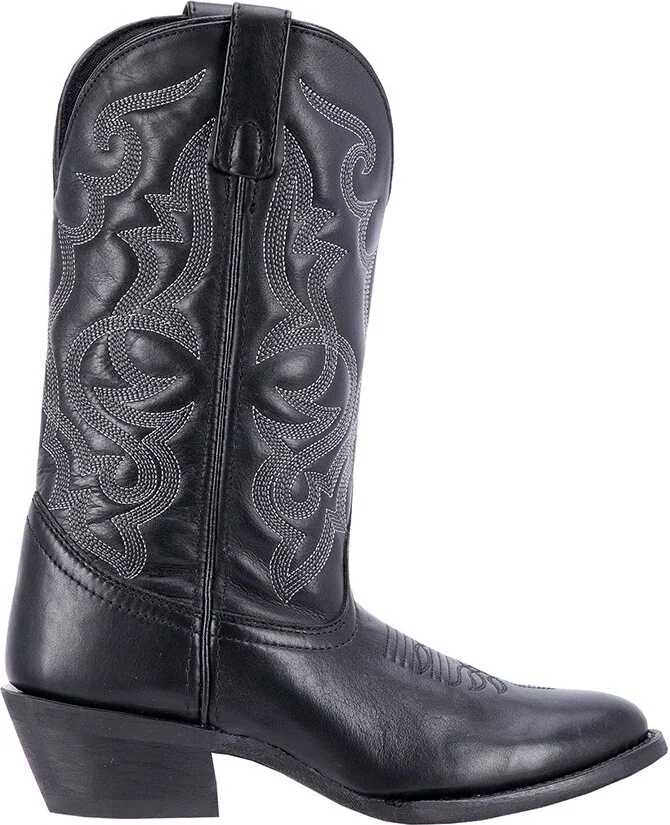 Laredo Womens Maddie Embroidered Round Toe Pull On Casual Boots Mid Calf Low Heel 1-2" - Black - Size 9.5 W