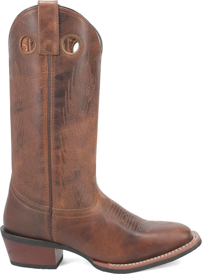 Laredo Womens Sable Embroidered Square Toe Casual Boots Mid Calf Low Heel 1-2" - Brown - Size 8.5 M