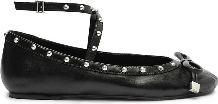 Larissa Leather Studded Ballet Flats
