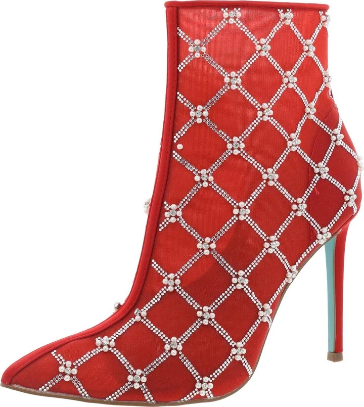 Larkk Womens Embellished Mesh Booties