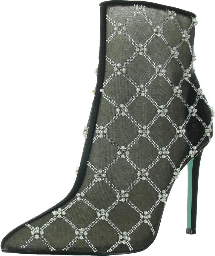Larkk Womens Mesh Embellished Ankle Boots