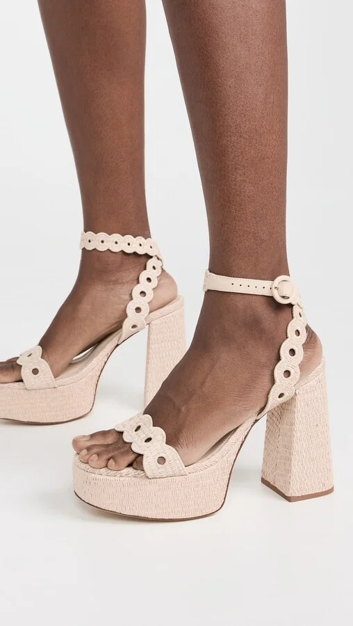 Larroude Dolly Broderie Platform Sandal Heels - Image 4