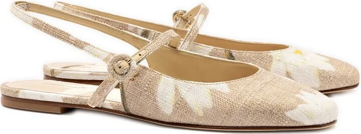 Larroude Georgina Raffia Flat