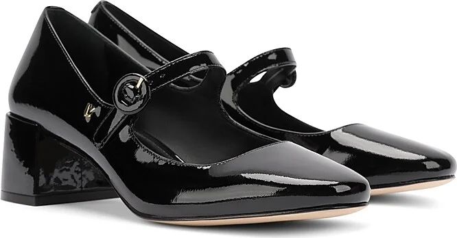 Larroude Women's Blair Buckled Ankle Strap Block Heel Pumps