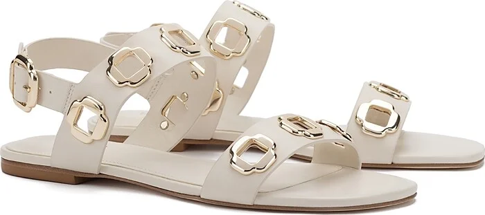 Larroude Women's Milan Ankle Strap Embellished Slingback Sandals
