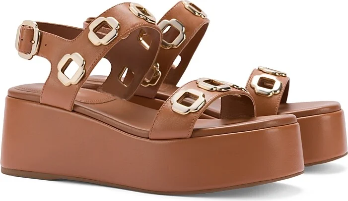 Larroude Women's Milan Grommet Detail Flatform Sandals