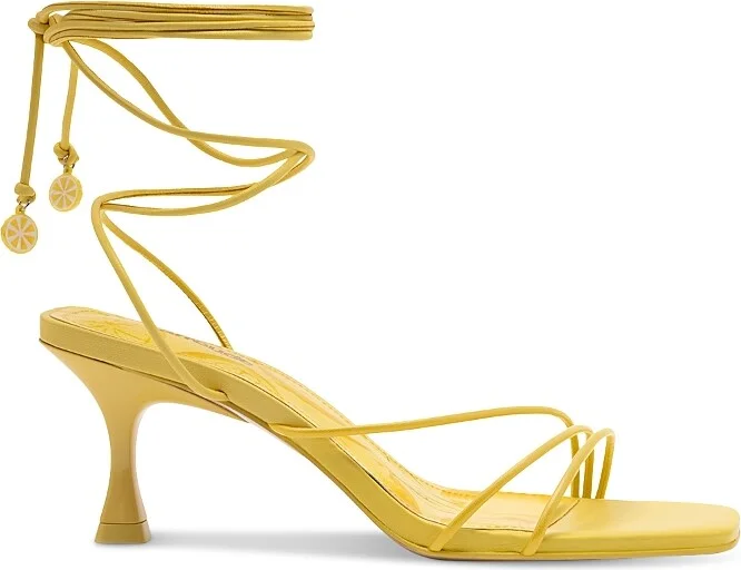Larroude Women's Nadia Square Toe Strappy Mid Heel Sandals