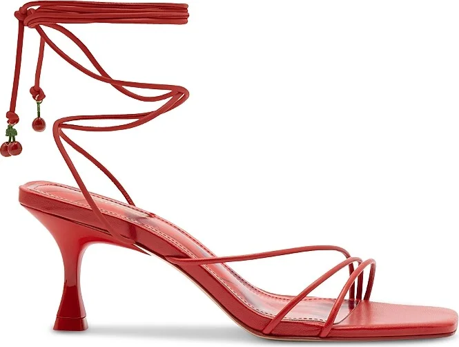 Larroude Women's Nadia Square Toe Strappy Mid Heel Sandals