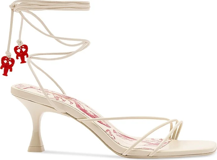 Larroude Women's Nadia Square Toe Strappy Mid Heel Sandals