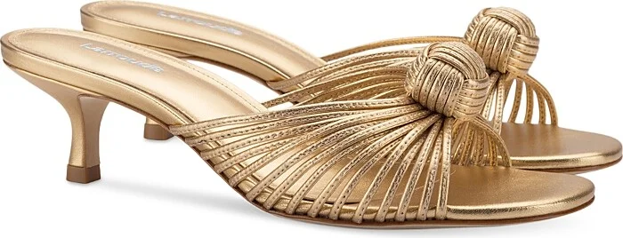 Larroude Women's Valerie Slip On Knotted Mid Heel Sandals