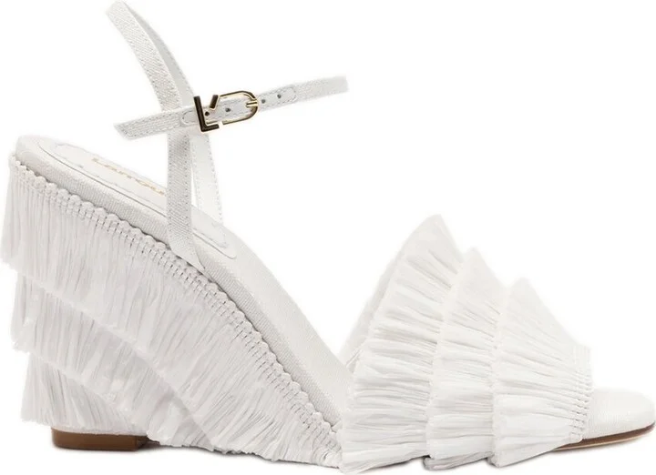 Larroudé Yves Fringe Raffia Wedge Sandal - Image 2