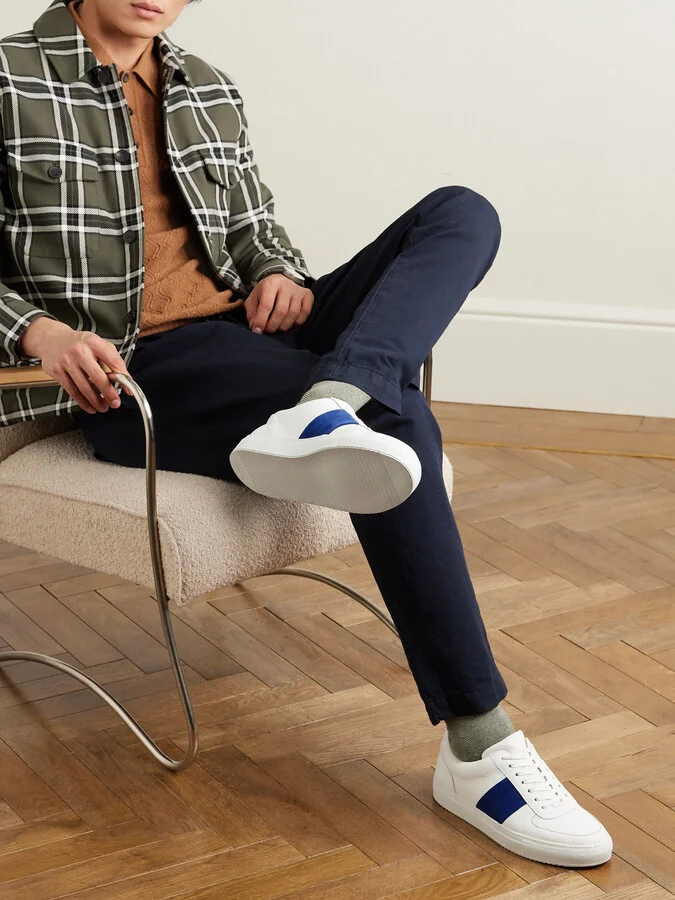 Larry Pebble-Grain Leather and Suede Sneakers - Image 2