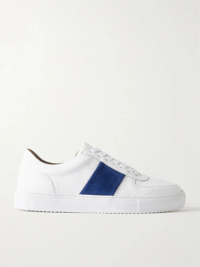 Larry Pebble-Grain Leather and Suede Sneakers