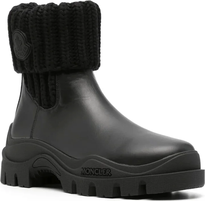 Larue ribbed-knit leather boots - Image 2