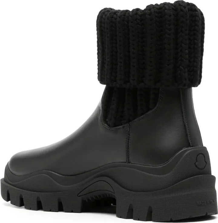 Larue ribbed-knit leather boots - Image 3