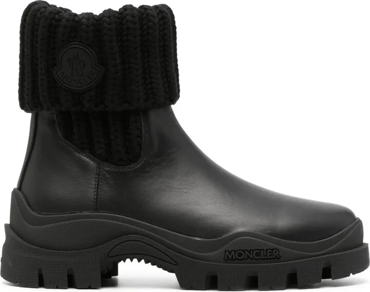 Larue ribbed-knit leather boots