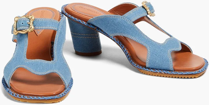 Laser-cut denim mules - Image 2