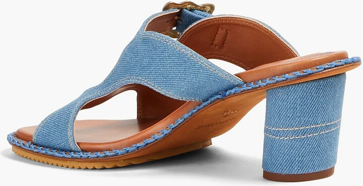 Laser-cut denim mules - Image 3