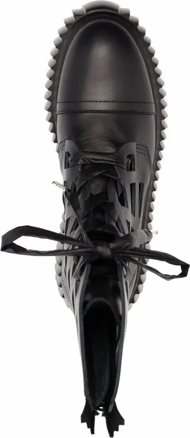 Laser-Cut Detail Leather Boots - Image 4