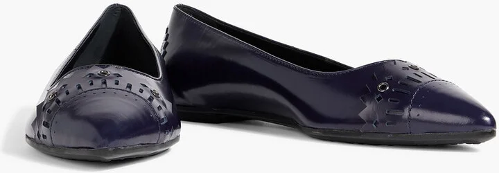 Laser-cut glossed-leather point-toe flats - Image 2