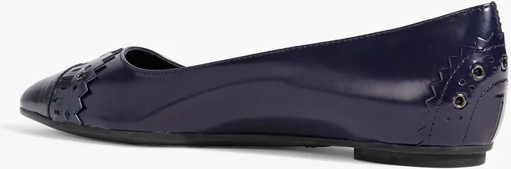 Laser-cut glossed-leather point-toe flats - Image 3