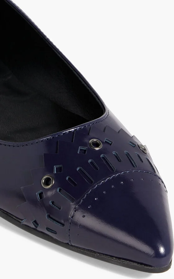 Laser-cut glossed-leather point-toe flats - Image 4