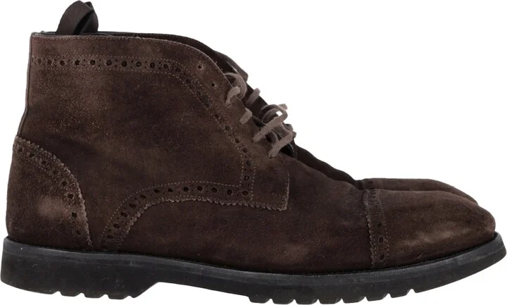 Laser Cut Lacer-Up Chukka Boots in Brown Suede