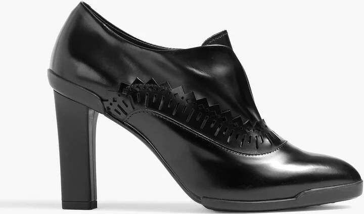 Laser-cut leather ankle boots