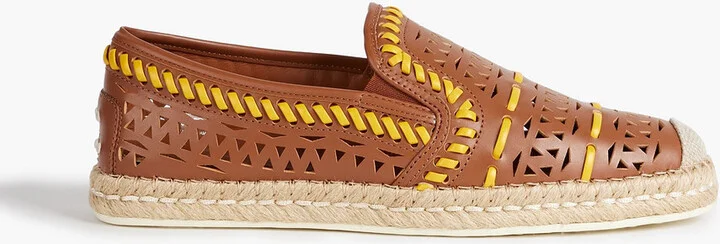 Laser-cut leather espadrilles