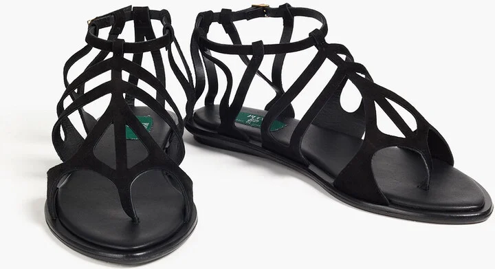 Laser-cut suede sandals - Image 2