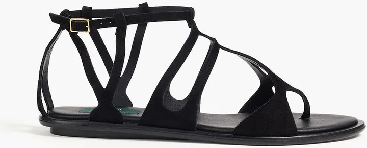 Laser-cut suede sandals