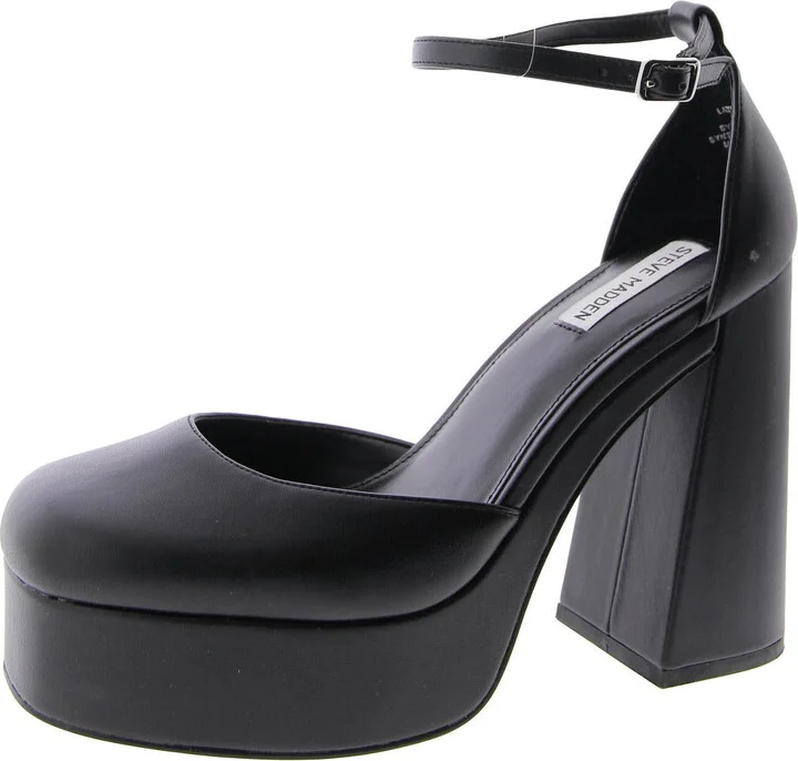 Later Womens Faux Leather Ankle Strap Platform Heels