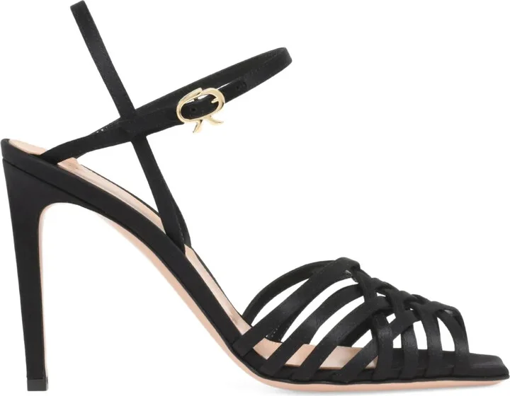 Lattice-Strap Heeled Sandals