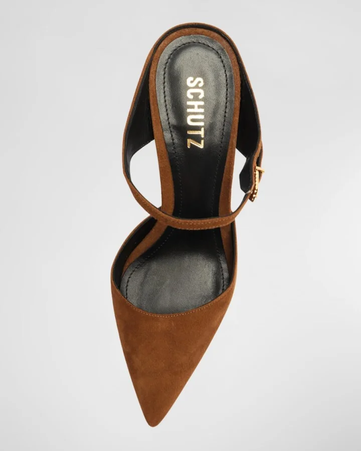 Laura Suede Buckle Mule Pumps - Image 2
