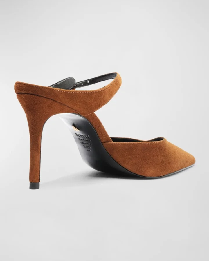 Laura Suede Buckle Mule Pumps - Image 3