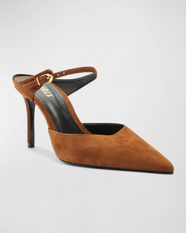 Laura Suede Buckle Mule Pumps - Image 4