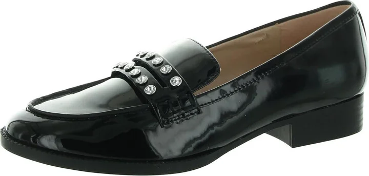 Laura Womens Embellished Faux Leather Loafers
