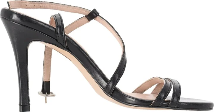 Laurel Slingback Sandals in Black Leather