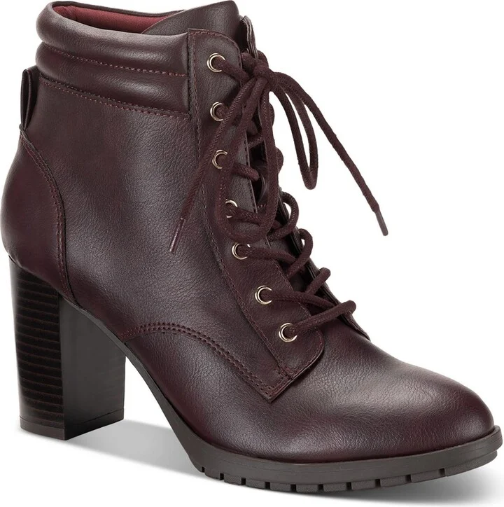 Laurellee Womens Faux Leather Zipper Combat & Lace-Up Boots