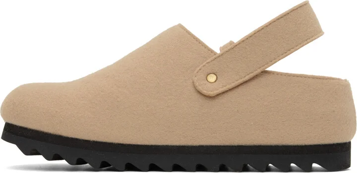 Lauren Manoogian Beige Felt Buckle Mules - Image 3