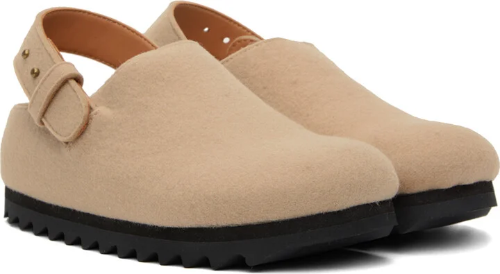 Lauren Manoogian Beige Felt Buckle Mules - Image 4