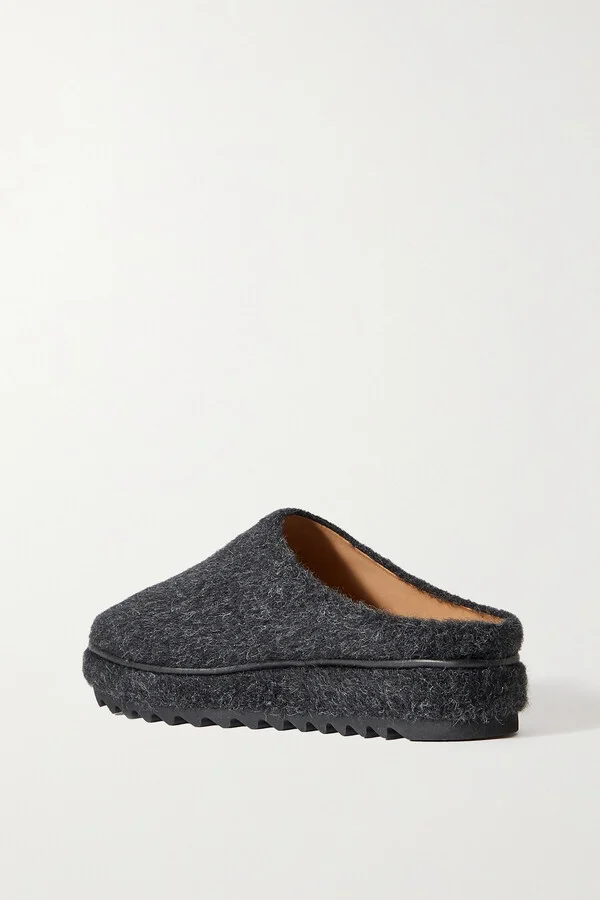 LAUREN MANOOGIAN - + Net Sustain Moto Brushed Alpaca And Merino Wool-blend Mules - Black - Image 3