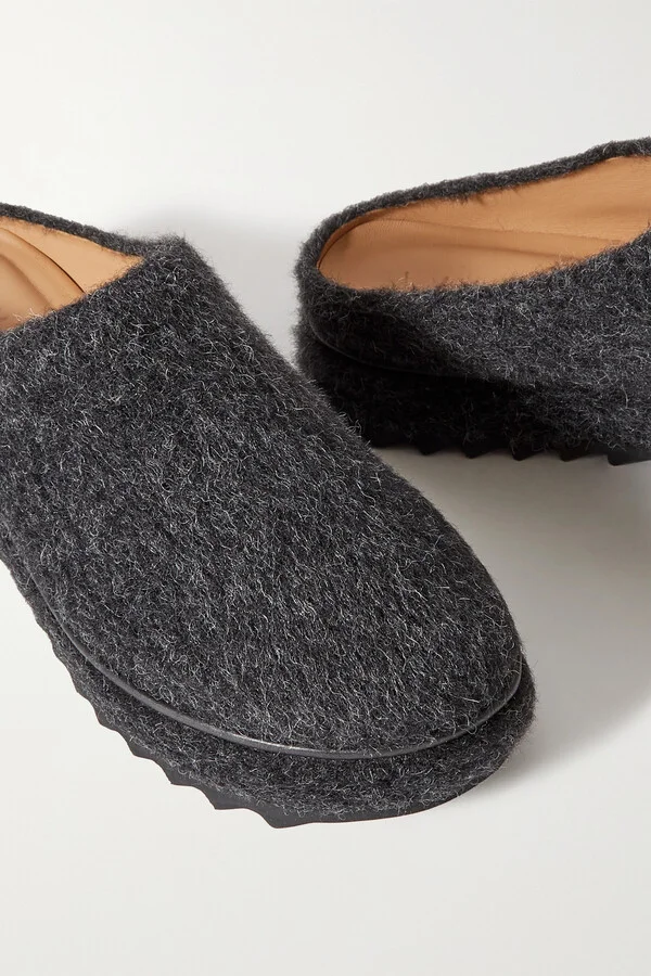 LAUREN MANOOGIAN - + Net Sustain Moto Brushed Alpaca And Merino Wool-blend Mules - Black - Image 4