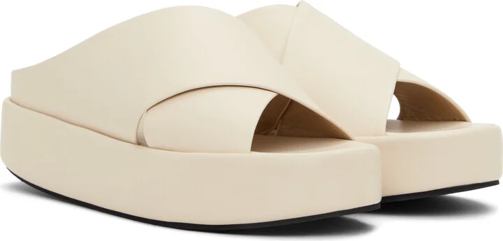 Lauren Manoogian Off-White Cross Platform Sandals - Image 4