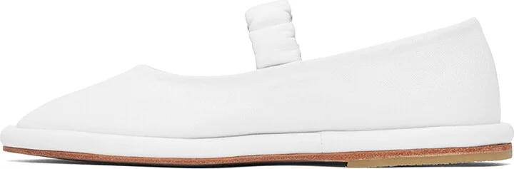 Lauren Manoogian White Ruche Ballerina Flats - Image 3
