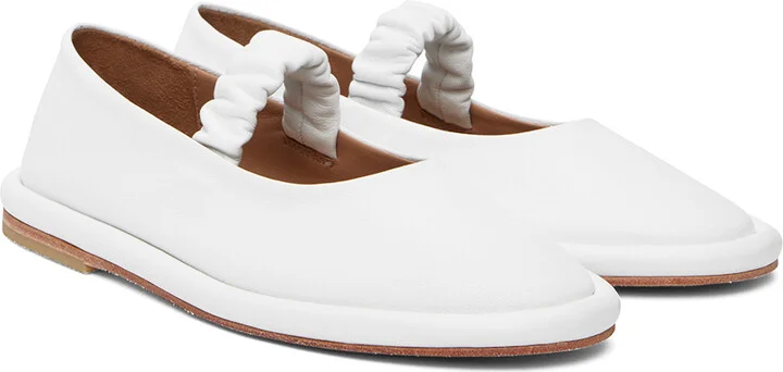 Lauren Manoogian White Ruche Ballerina Flats - Image 4