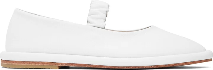Lauren Manoogian White Ruche Ballerina Flats