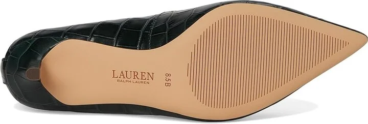 Lauren Ralph Lauren Adrienne Crocodile-Embossed Leather Pumps High Women's Heels Dark Pine : 6 B - Medium, Leather/Rubber - Image 3