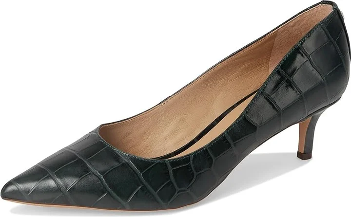 Lauren Ralph Lauren Adrienne Crocodile-Embossed Leather Pumps High Women's Heels Dark Pine : 6 B - Medium, Leather/Rubber - Image 5