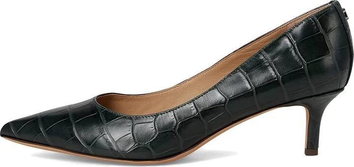 Lauren Ralph Lauren Adrienne Crocodile-Embossed Leather Pumps High Women's Heels Dark Pine : 6 B - Medium, Leather/Rubber - Image 6